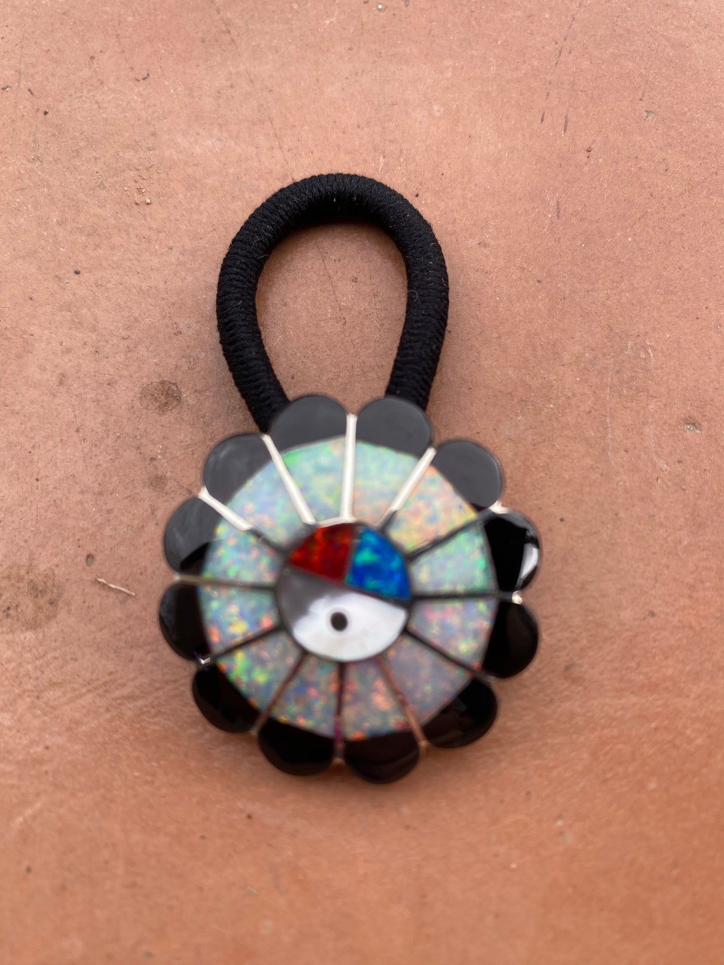 Zuni Sterling Silver and Multi Stone Sunface Hair Tie