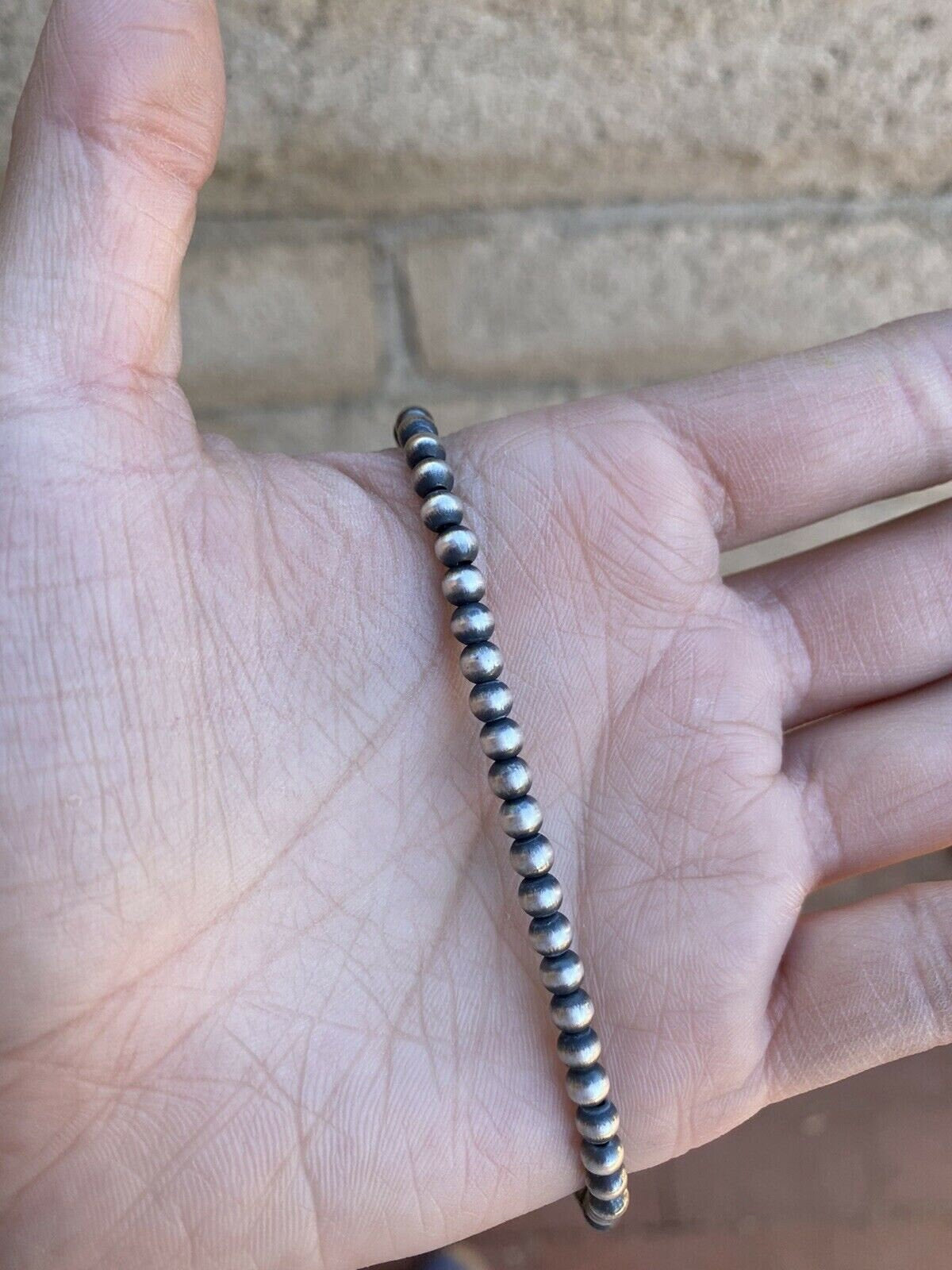 Handcrafted 4mm Sterling Silver Pearl Style Beaded Necklace