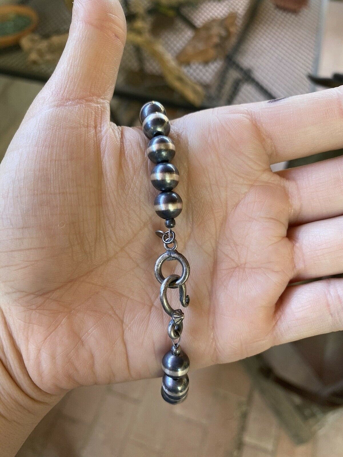 Handcrafted 8mm Sterling Silver Pearl Style Beaded Necklace