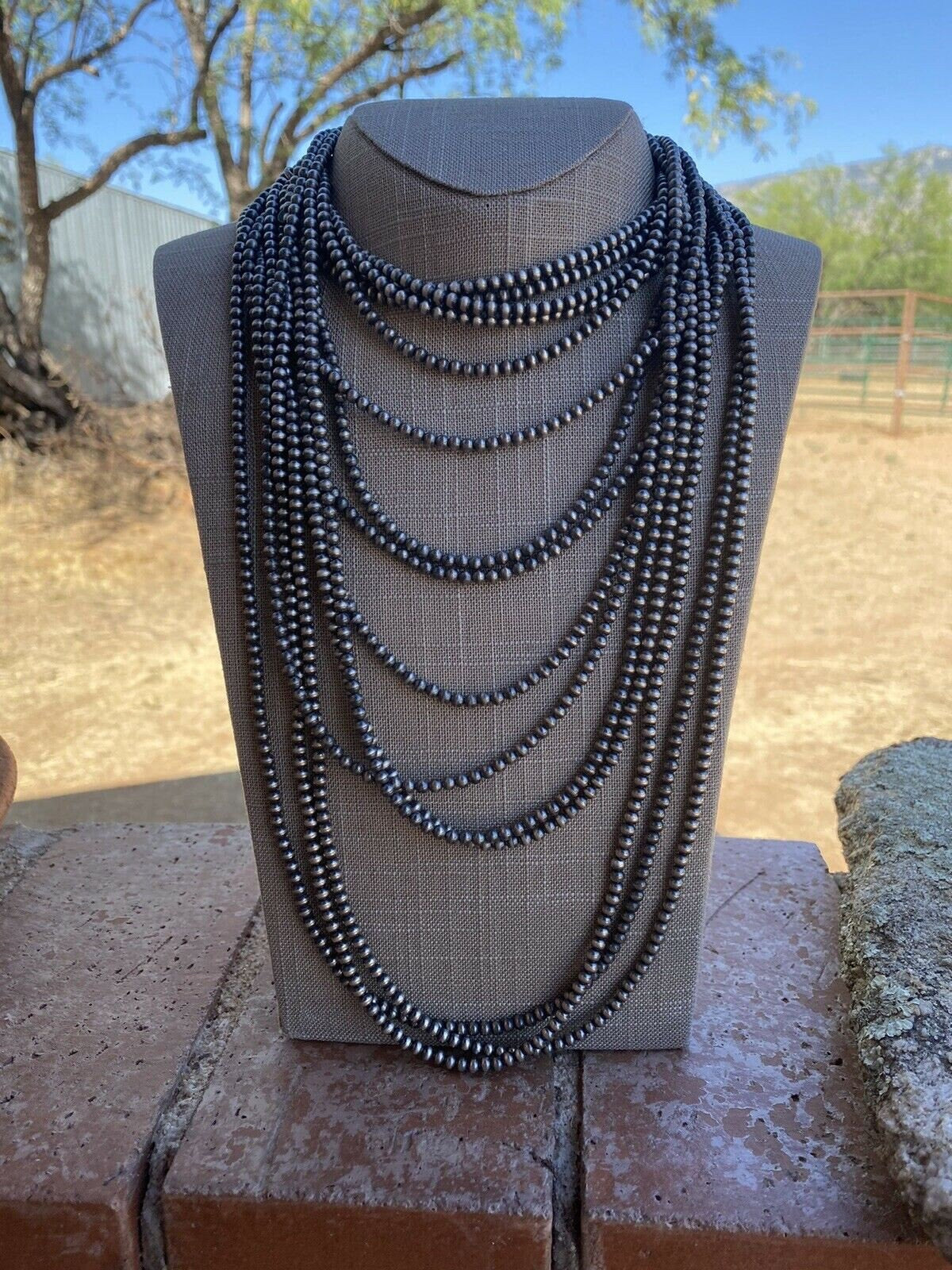 Handcrafted 4mm Sterling Silver Pearl Style Beaded Necklace