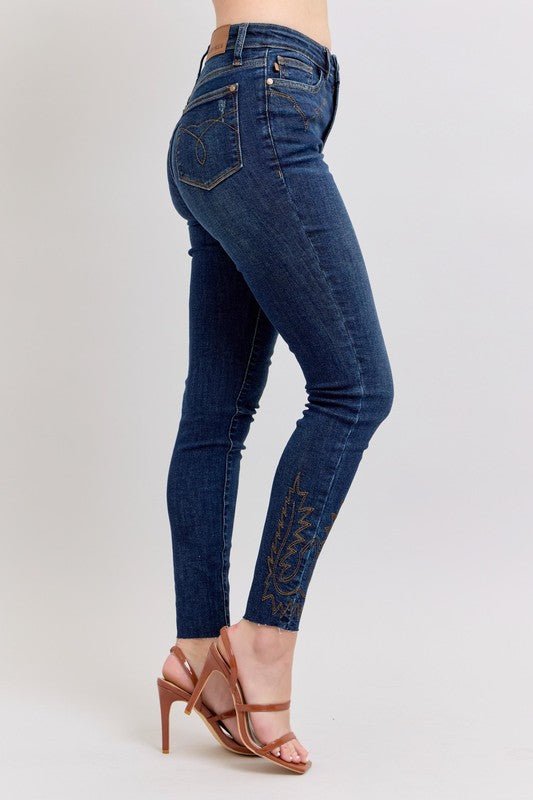 Premium Judy Blue Full Size Embroidered High Rise Skinny Jeans Plus Size