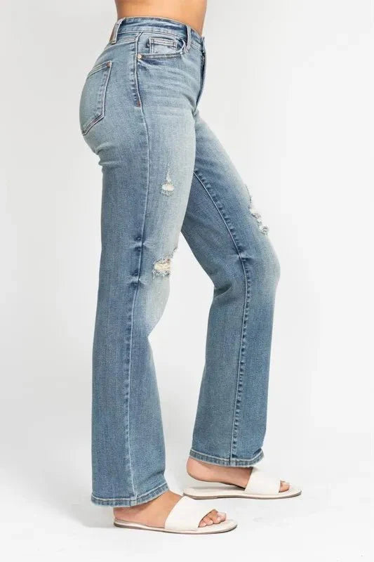 Judy Blue Full Size High Waist Distressed Dad Jean Plus Size