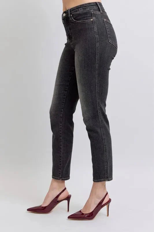 Judy Blue Full Size Mid Rise Tummy Control Slim Jeans Plus Size
