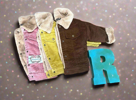 Retro Western Kids Corduroy Sherpa Jacket – Vintage Cowboy/Cowgirl Coat for Boys & Girls