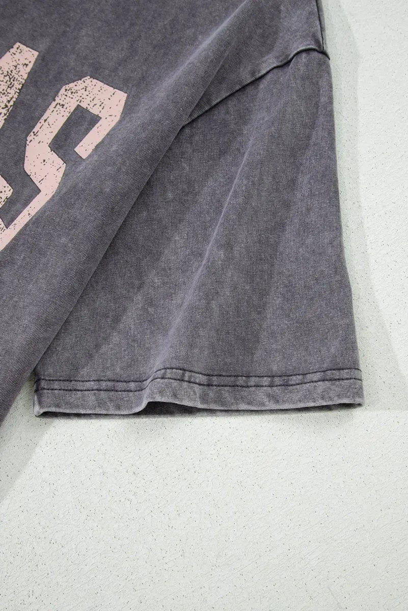 Love Salve Grey Steer Graphic Tee Unisex Casual Western T-Shirt Soft Wash