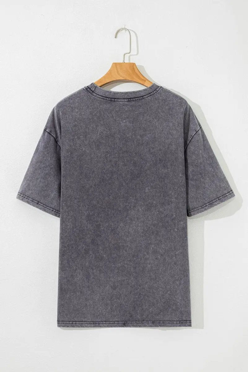Love Salve Grey Steer Graphic Tee Unisex Casual Western T-Shirt Soft Wash