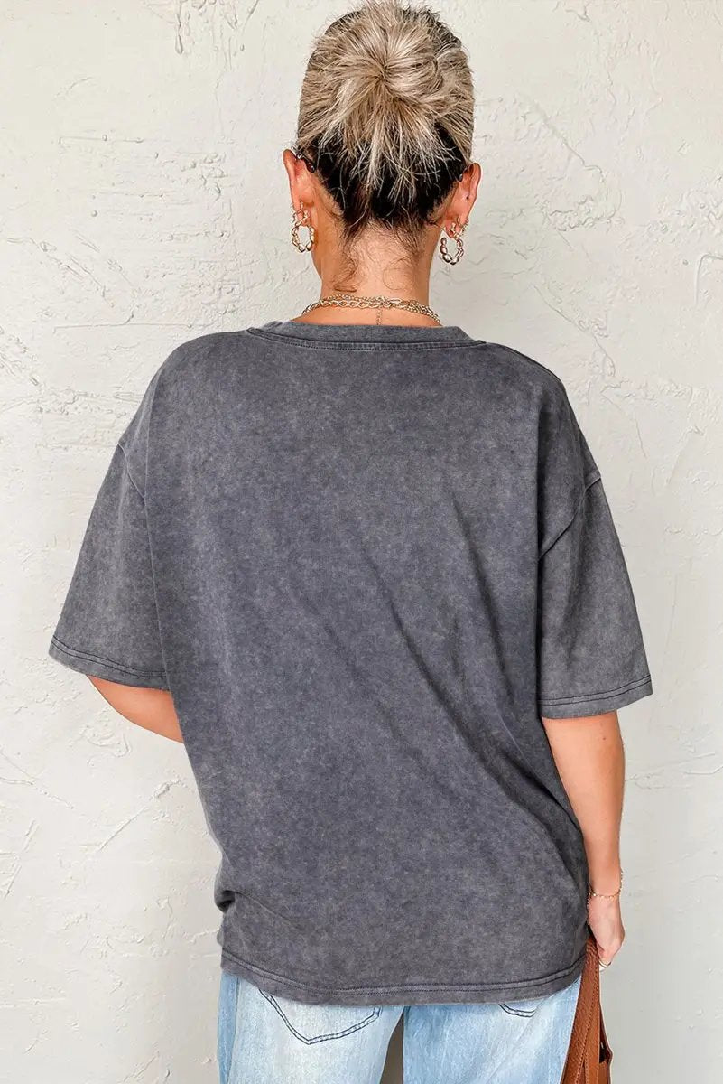 Love Salve Grey Steer Graphic Tee Unisex Casual Western T-Shirt Soft Wash