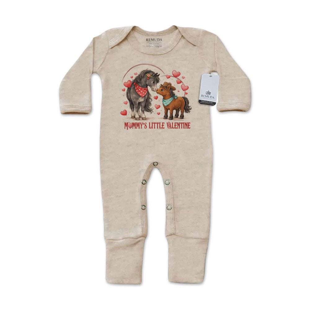 Mommy's Little Valentine Cowboy - Infant Western Boys One-Piece Footed Pajamas W/Mittens