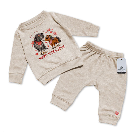 Mommy's Little Valentine Cowgirl - Infant Girls Western 2 Piece Sweatsuit