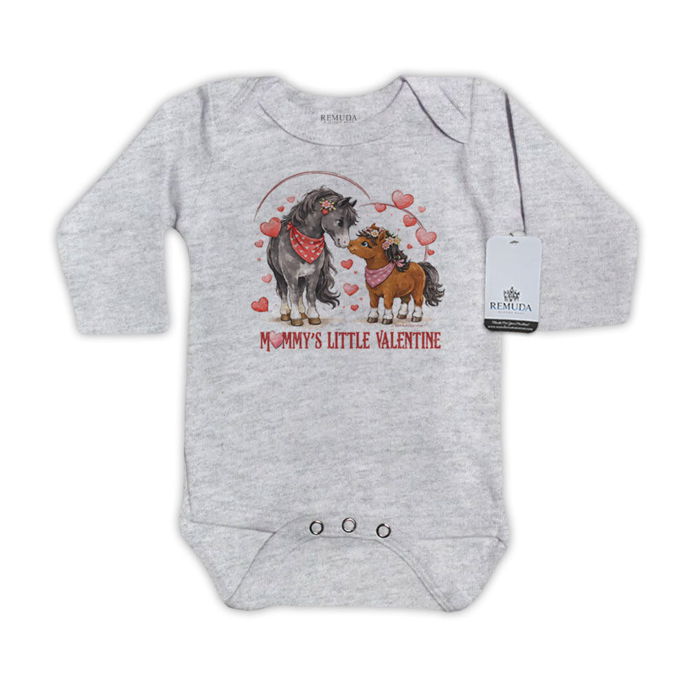 Mommy’s Little Valentine Cowgirl – Infant Girls One Piece Western Romper