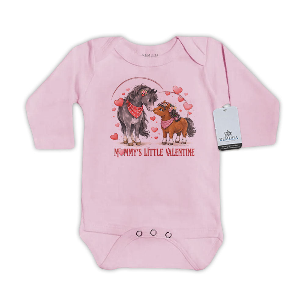 Mommy’s Little Valentine Cowgirl – Infant Girls One Piece Western Romper