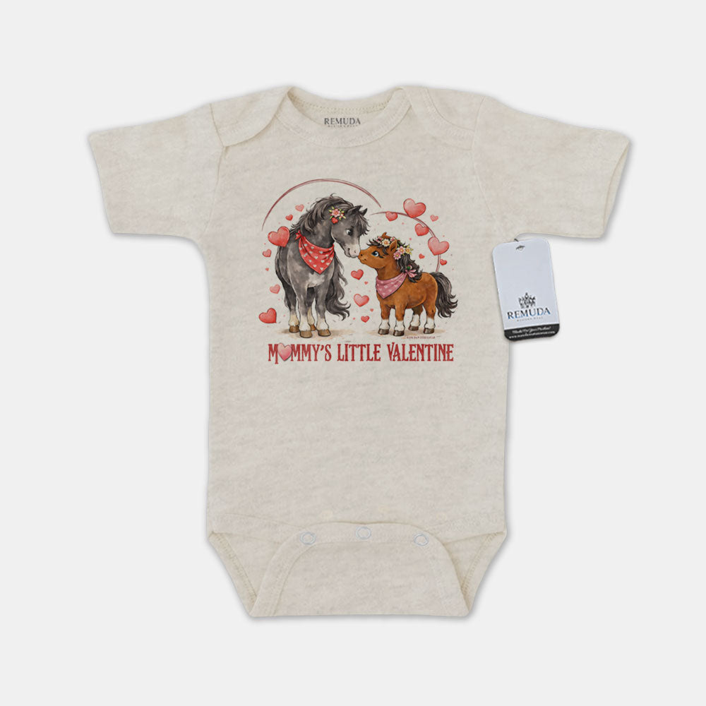 Mommy’s Little Valentine Cowgirl – Infant Girls One Piece Western Romper