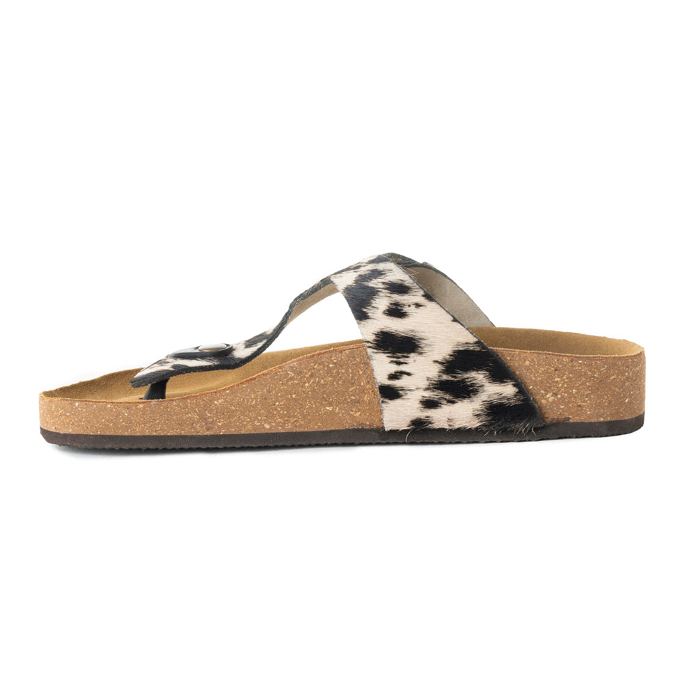 Myra Chino black and white hair-on leather sandals