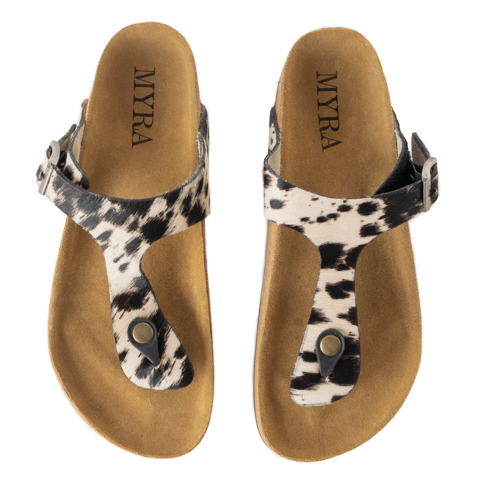 Myra Chino hair-on sandals top view