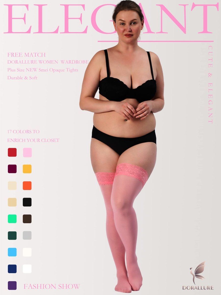 Plus Size Thigh High Stockings Silky Pantyhose