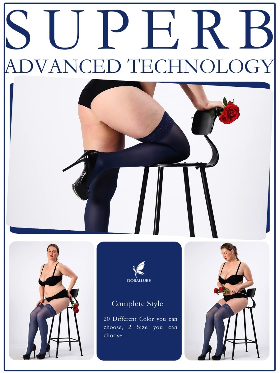 Plus Size Thigh High Stockings Silky Pantyhose