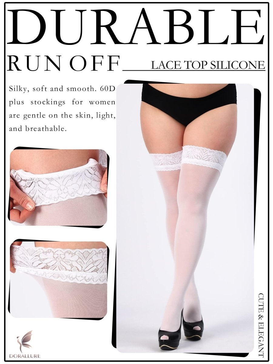 Plus Size Thigh High Stockings Silky Pantyhose
