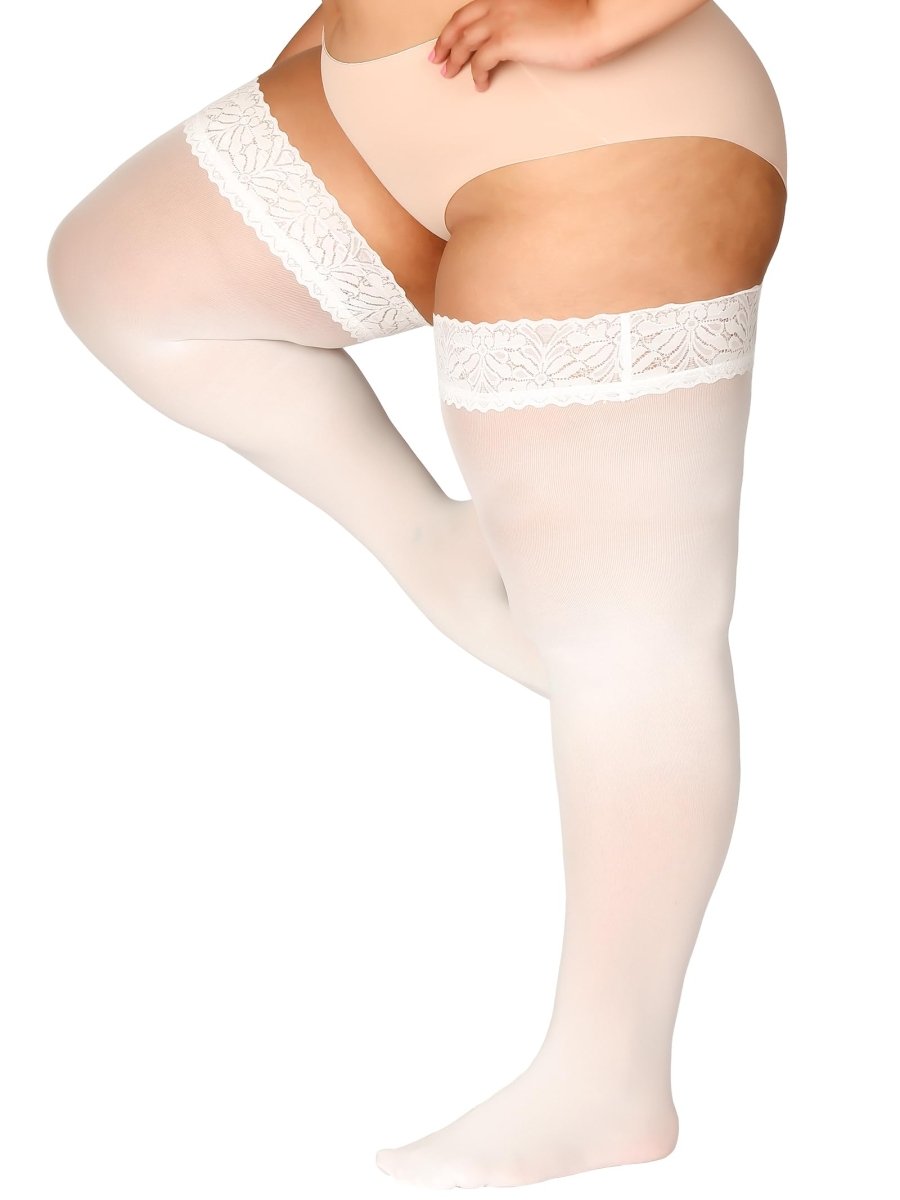 Plus Size Thigh High Stockings Silky Pantyhose