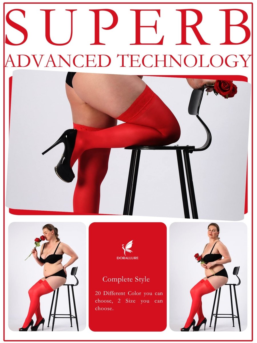 Plus Size Thigh High Stockings Silky Pantyhose