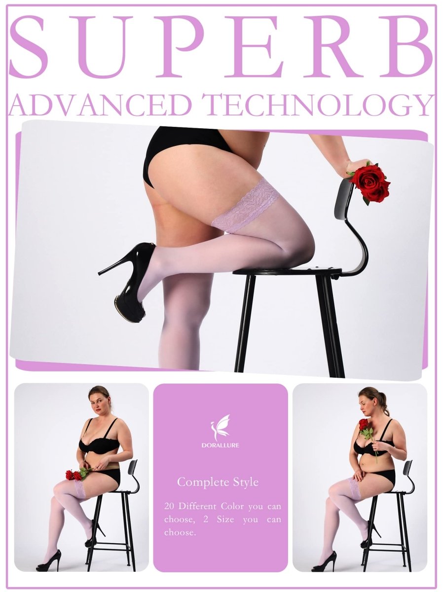 Plus Size Thigh High Stockings Silky Pantyhose