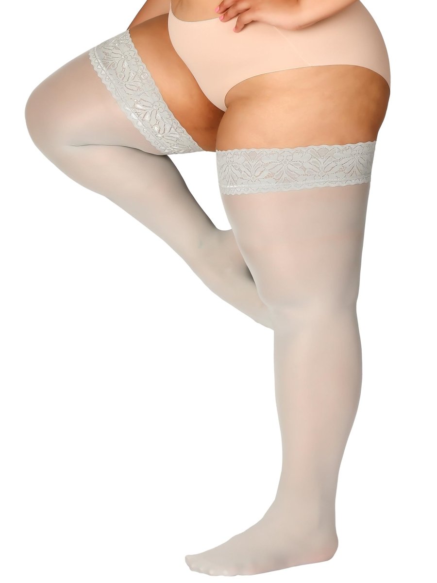 Plus Size Thigh High Stockings Silky Pantyhose