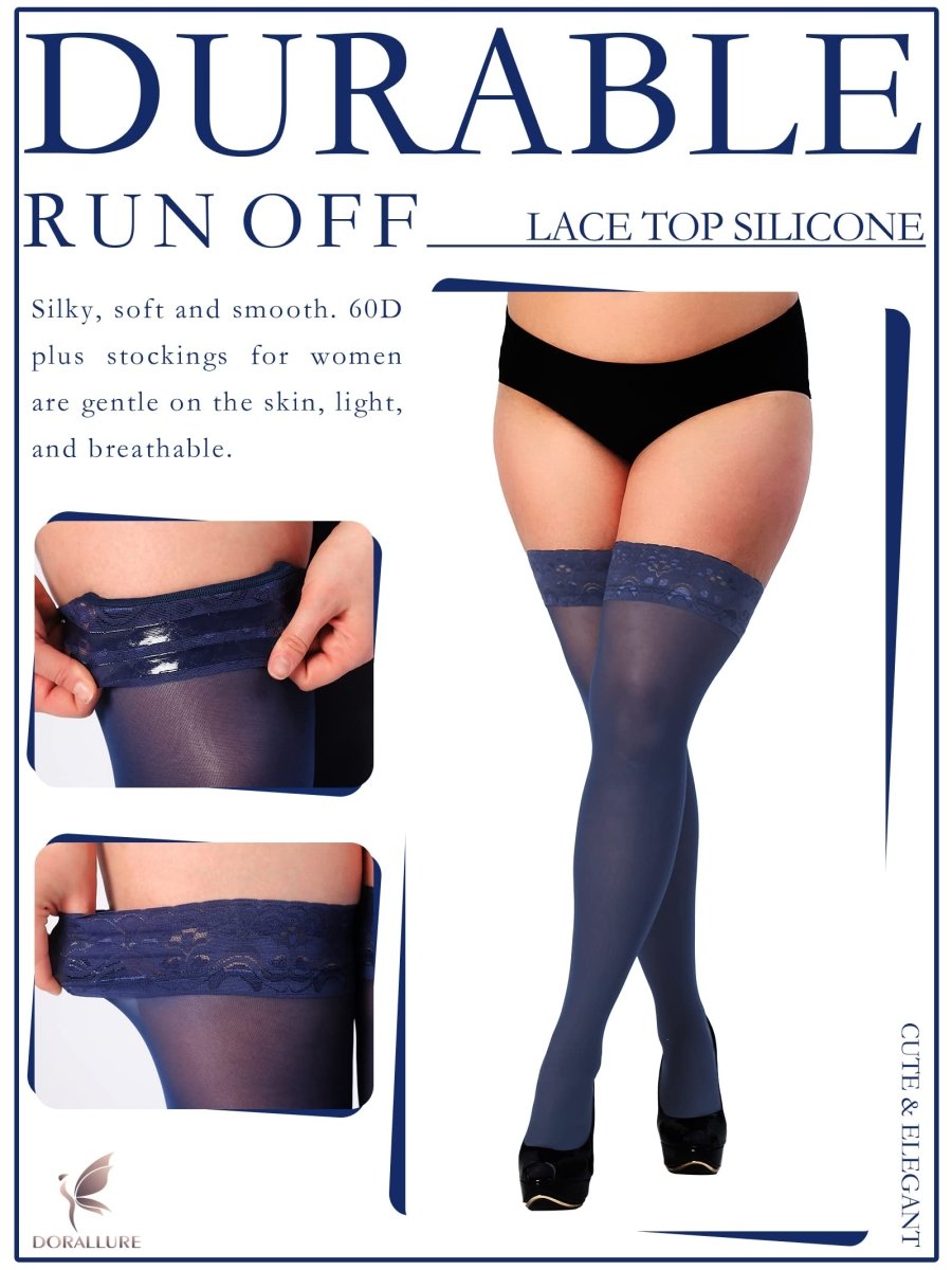 Plus Size Thigh High Stockings Silky Pantyhose