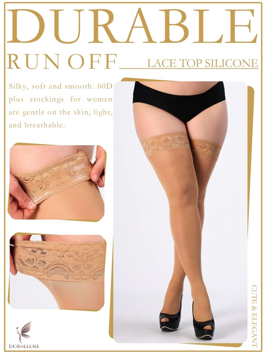 Plus Size Thigh High Stockings Silky Pantyhose