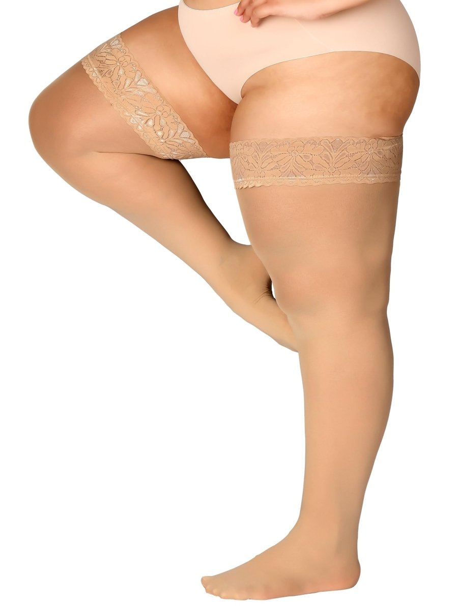 Plus Size Thigh High Stockings Silky Pantyhose