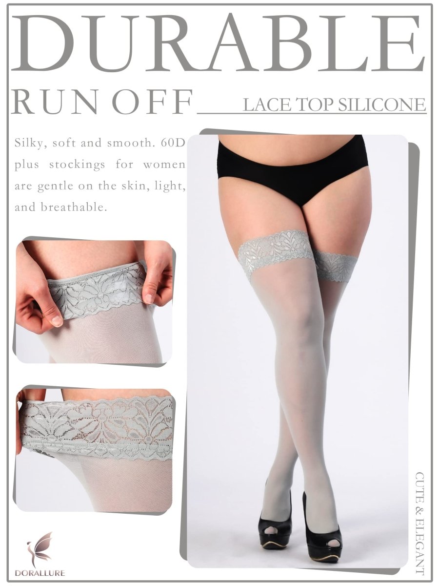 Plus Size Thigh High Stockings Silky Pantyhose