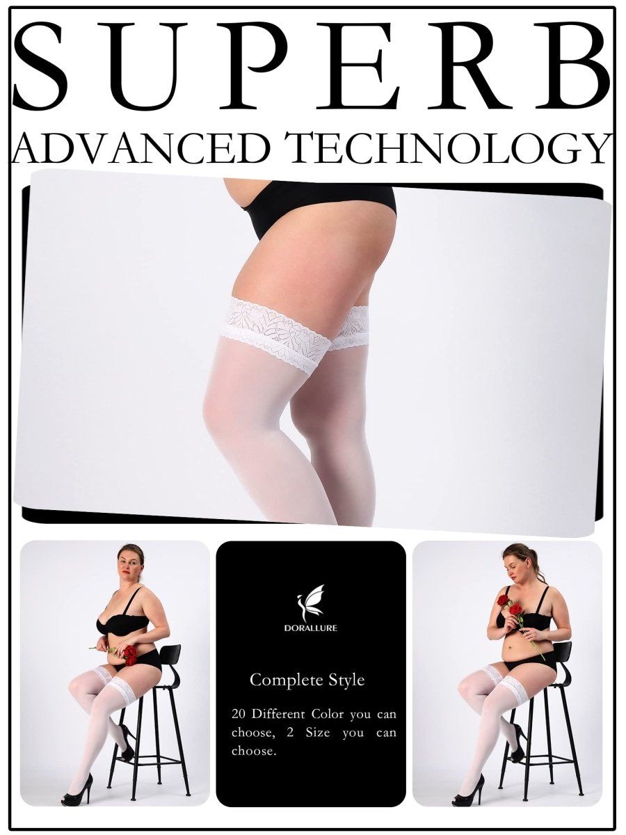 Plus Size Thigh High Stockings Silky Pantyhose