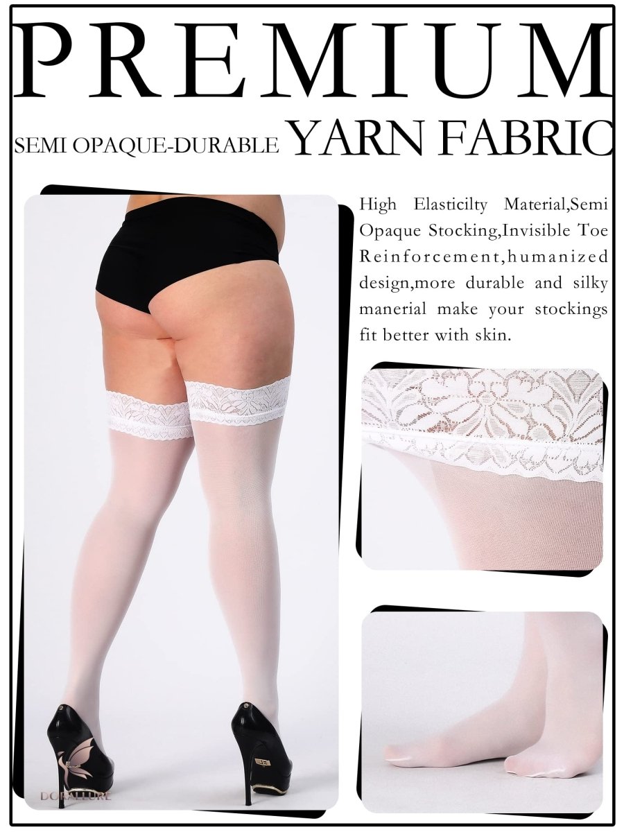 Plus Size Thigh High Stockings Silky Pantyhose