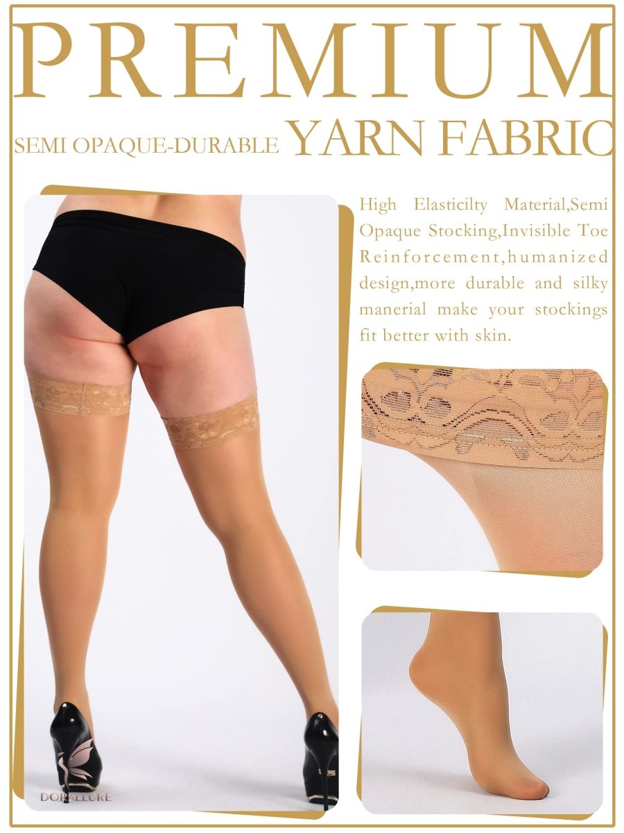 Plus Size Thigh High Stockings Silky Pantyhose