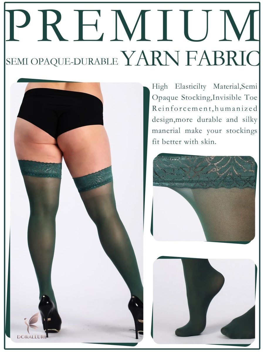 Plus Size Thigh High Stockings Silky Pantyhose