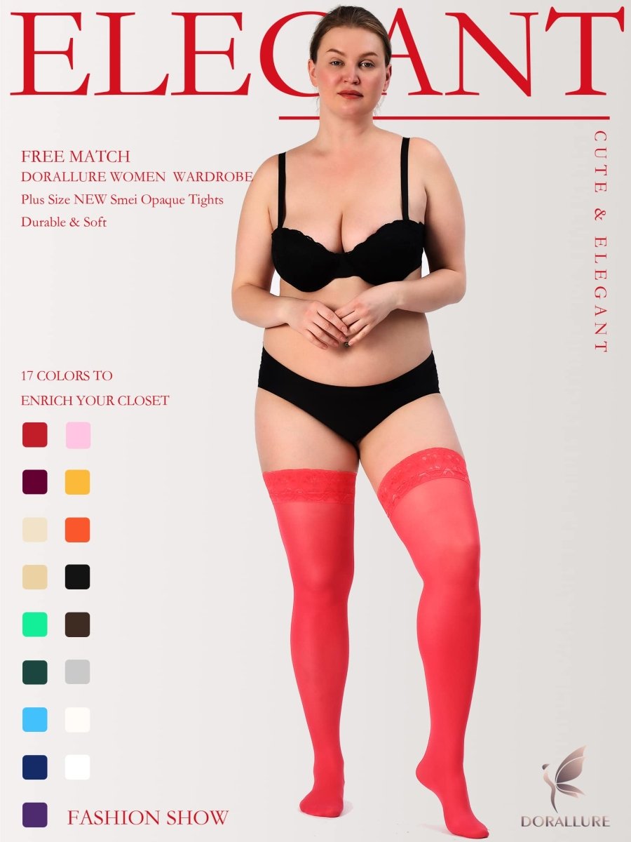 Plus Size Thigh High Stockings Silky Pantyhose