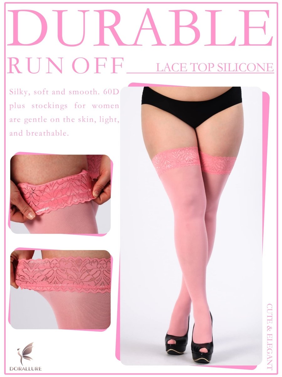 Plus Size Thigh High Stockings Silky Pantyhose