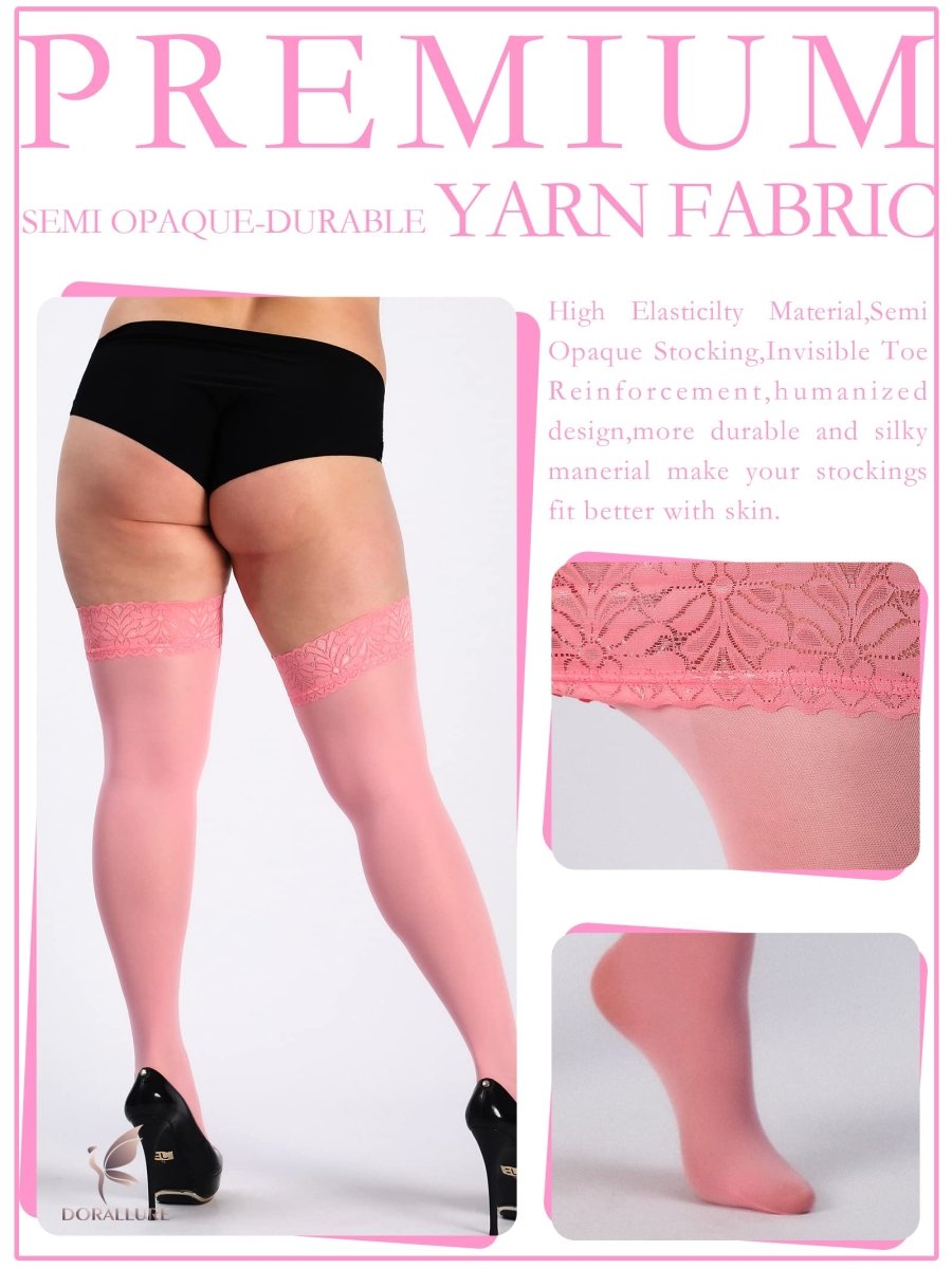 Plus Size Thigh High Stockings Silky Pantyhose