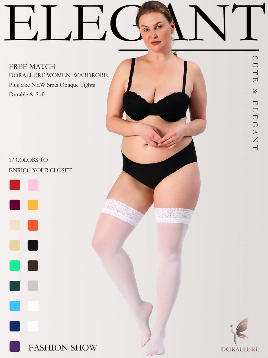 Plus Size Thigh High Stockings Silky Pantyhose