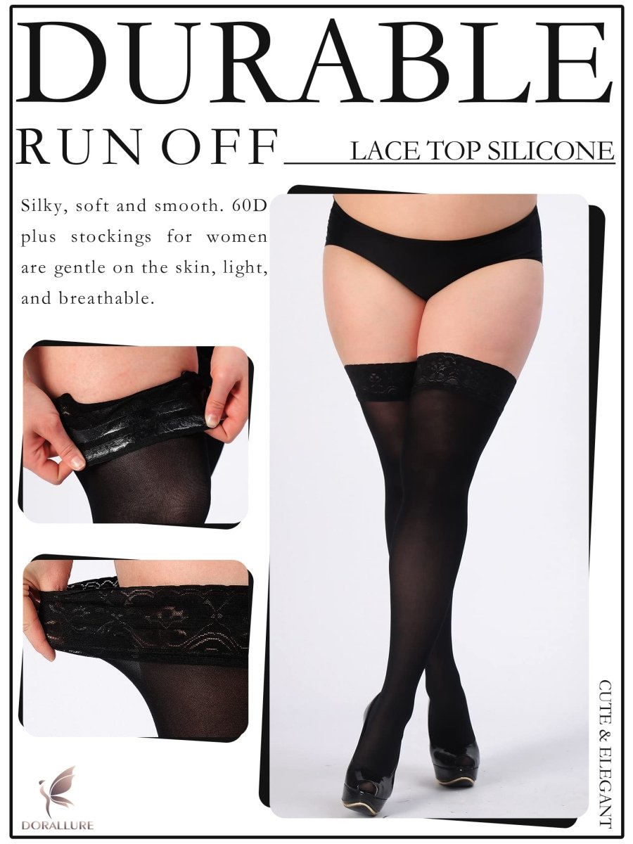 Plus Size Thigh High Stockings Silky Pantyhose