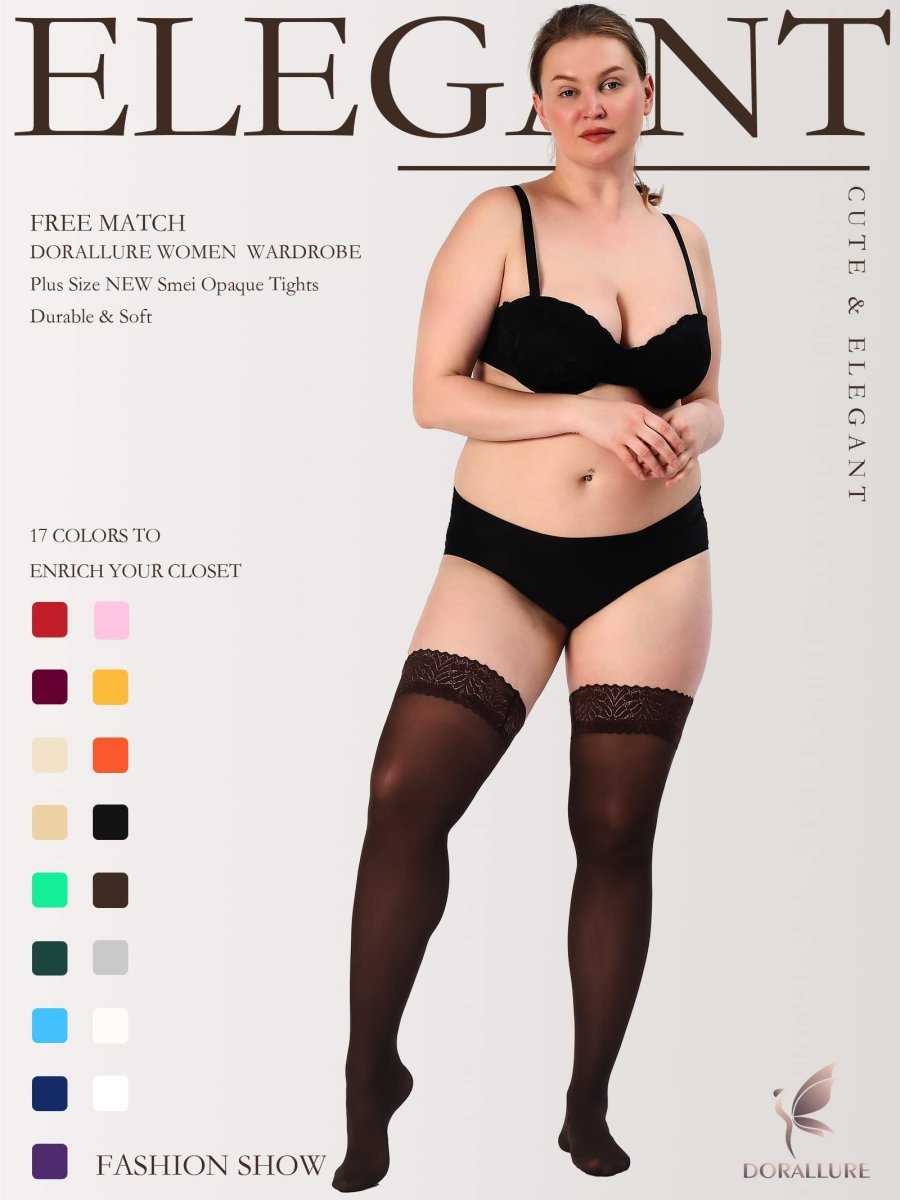 Plus Size Thigh High Stockings Silky Pantyhose