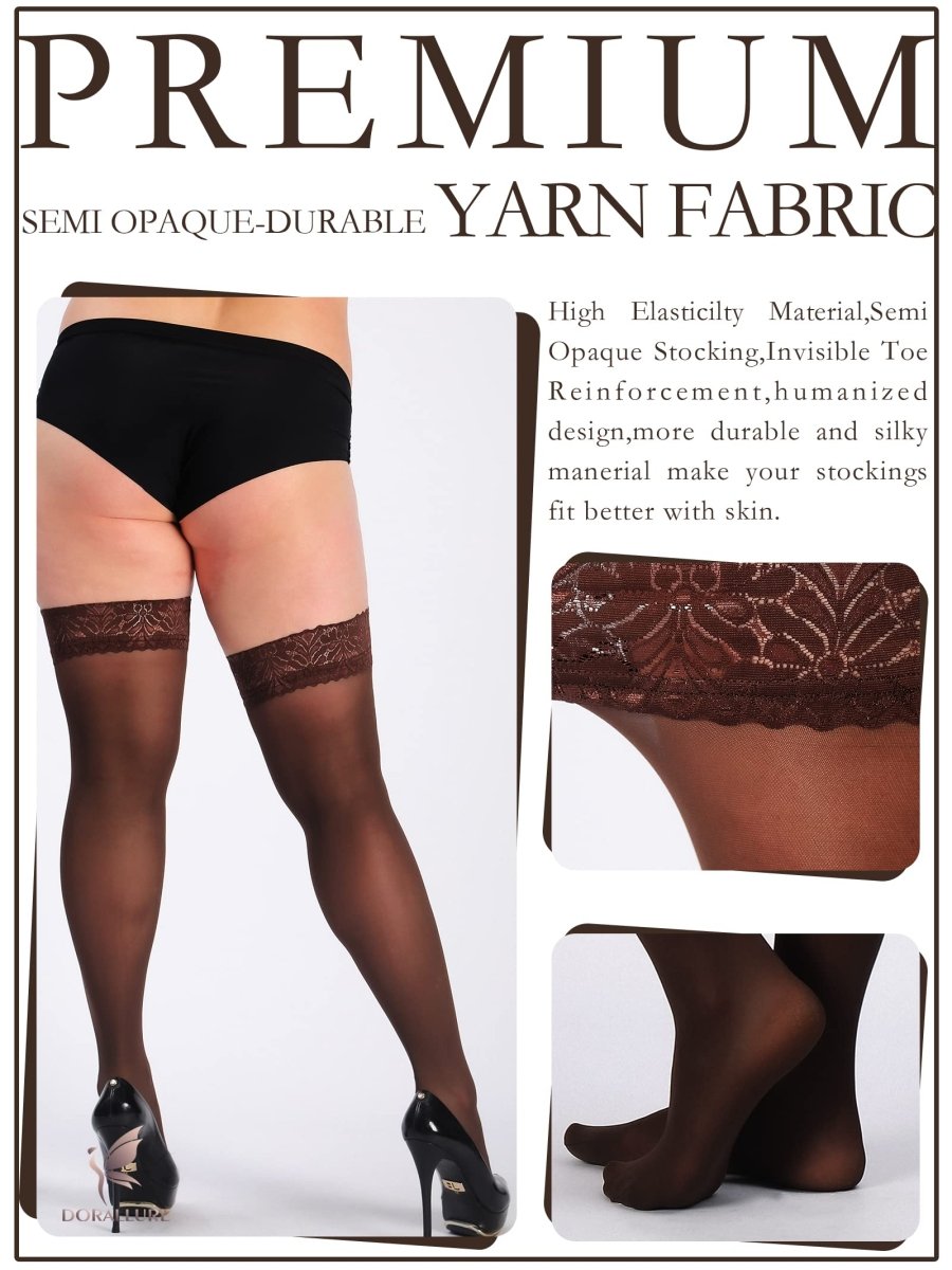 Plus Size Thigh High Stockings Silky Pantyhose