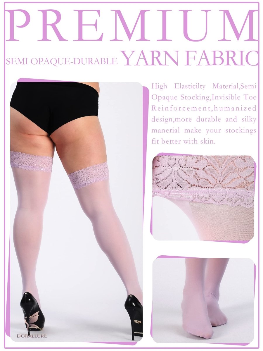 Plus Size Thigh High Stockings Silky Pantyhose