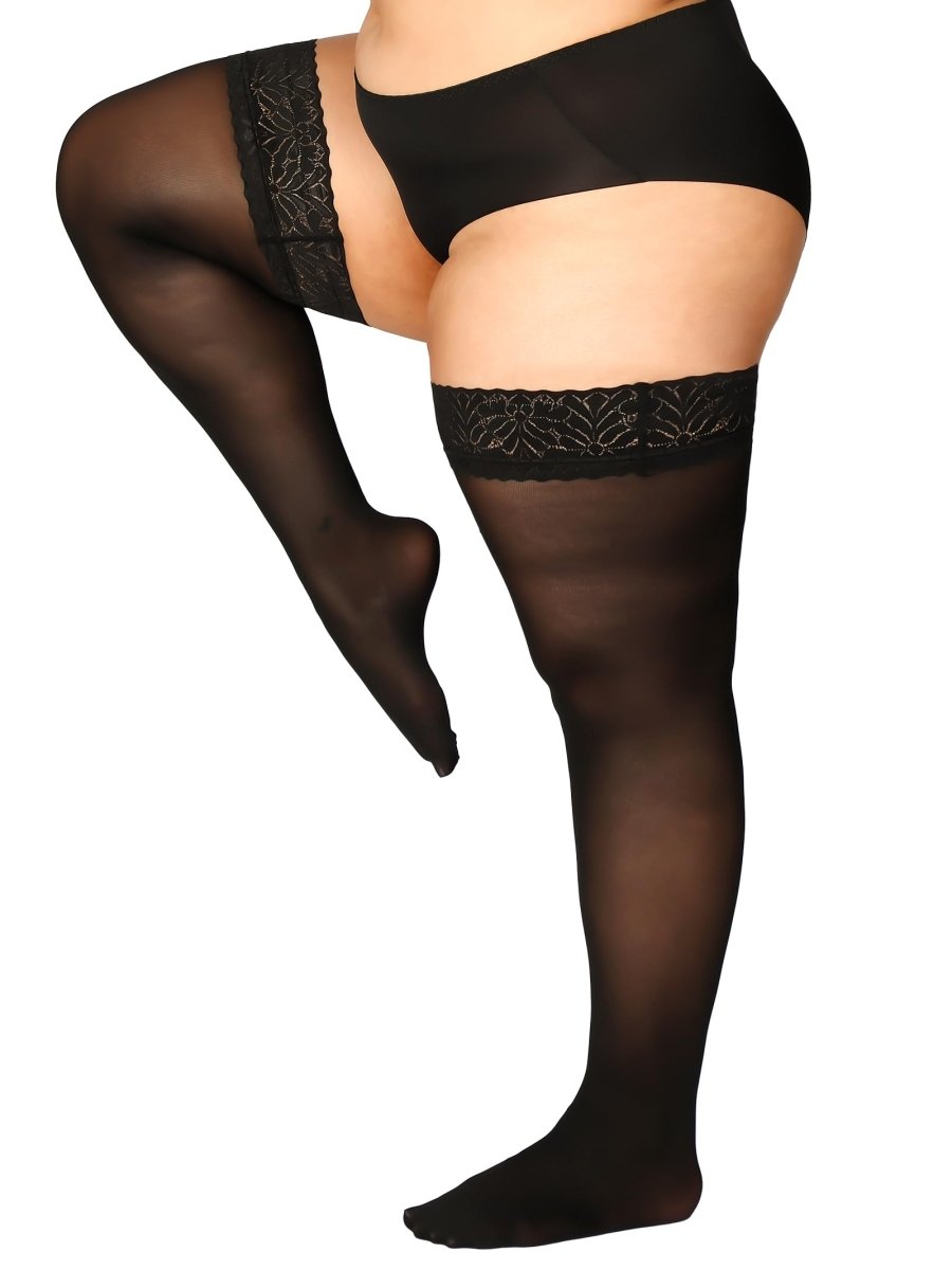 Plus Size Thigh High Stockings Silky Pantyhose