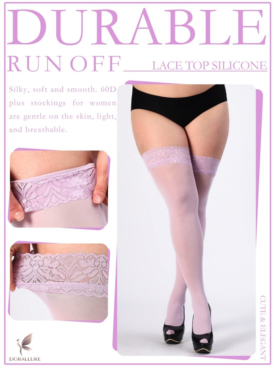 Plus Size Thigh High Stockings Silky Pantyhose