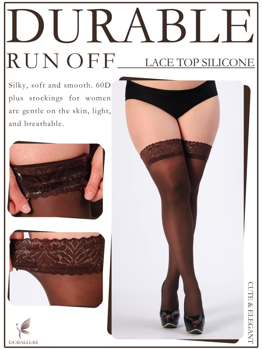 Plus Size Thigh High Stockings Silky Pantyhose