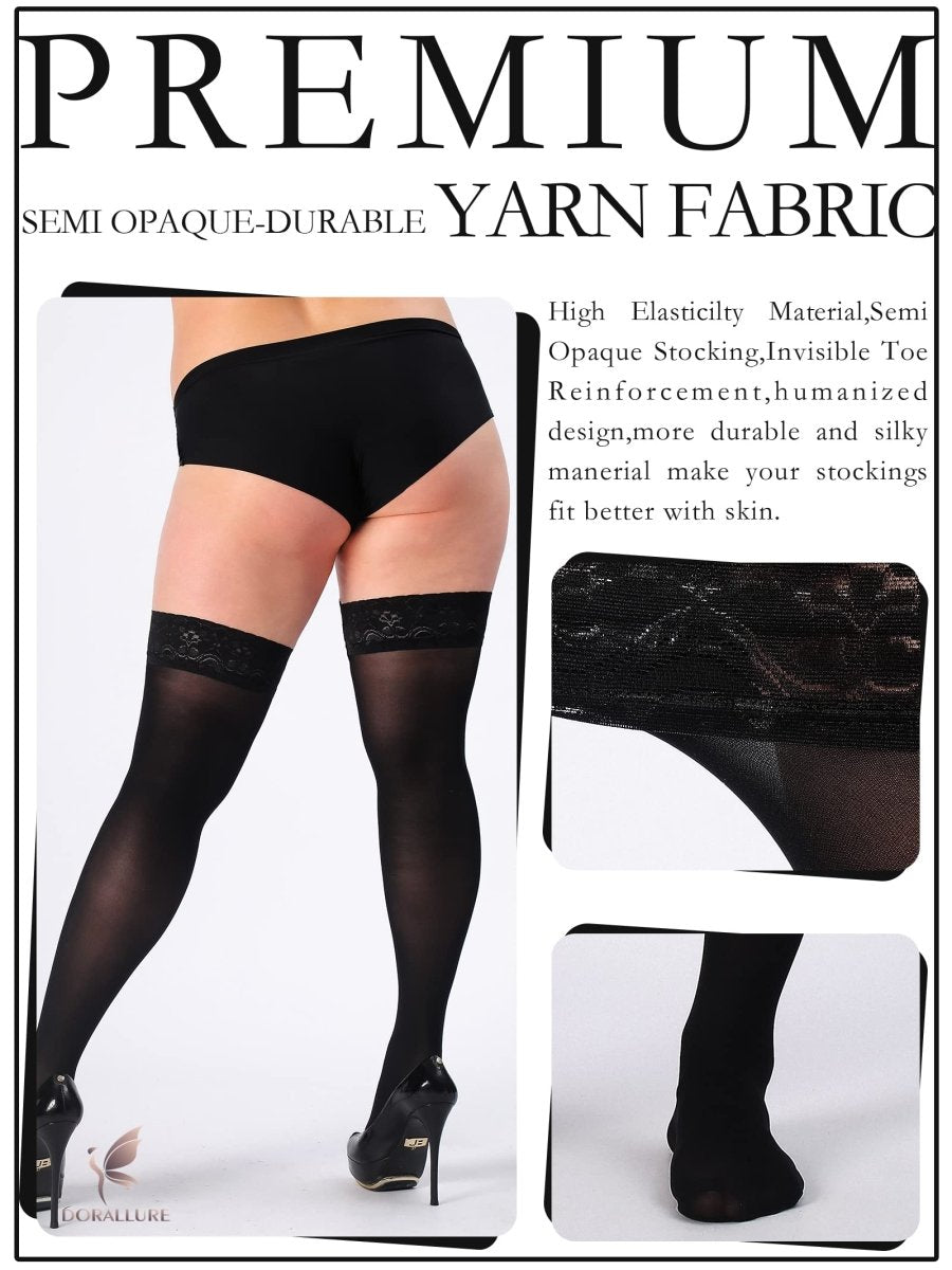 Plus Size Thigh High Stockings Silky Pantyhose