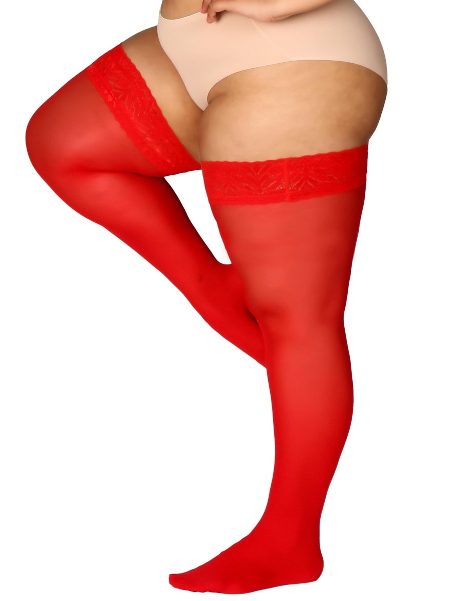 Plus Size Thigh High Stockings Silky Pantyhose