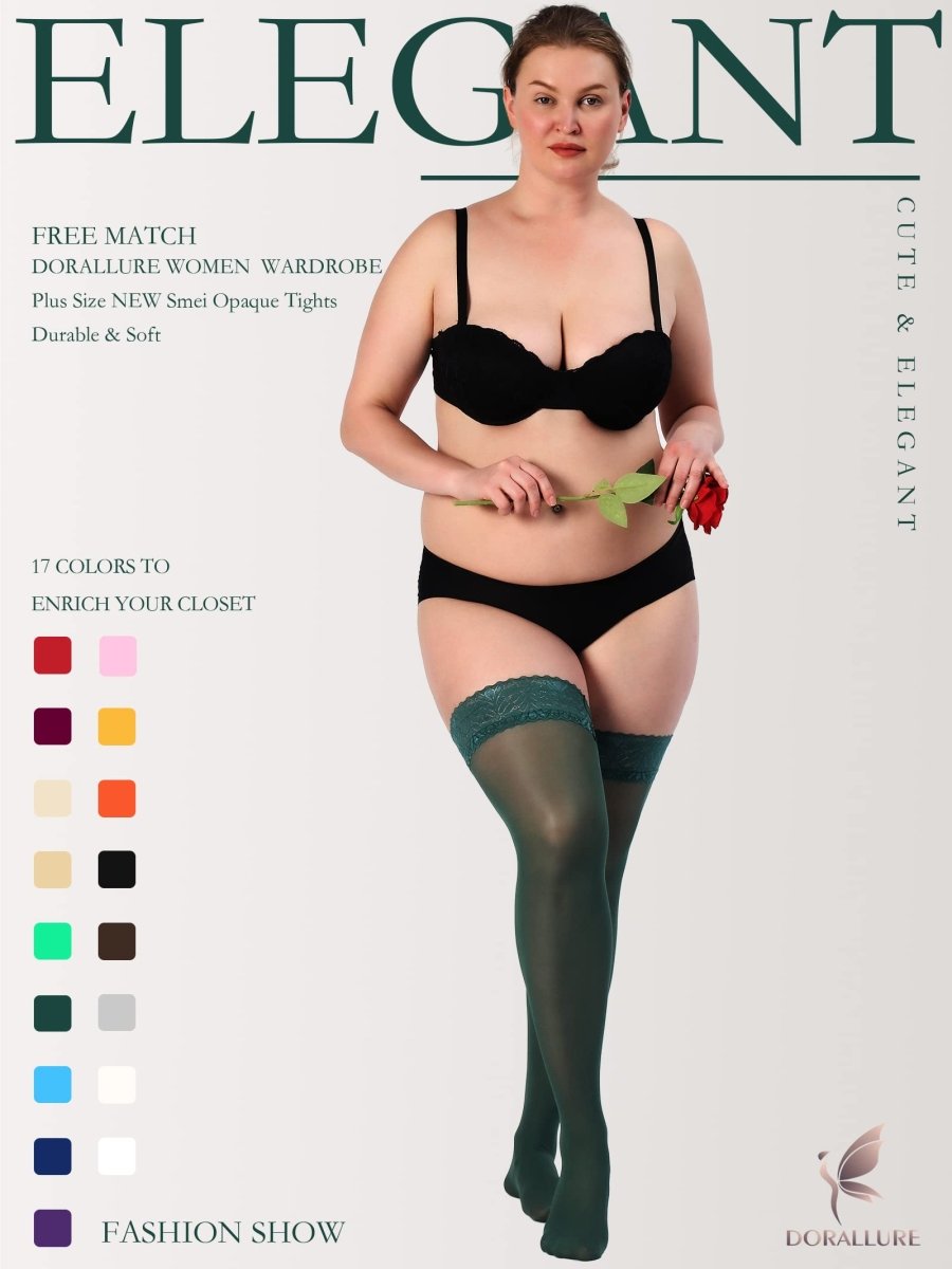 Plus Size Thigh High Stockings Silky Pantyhose
