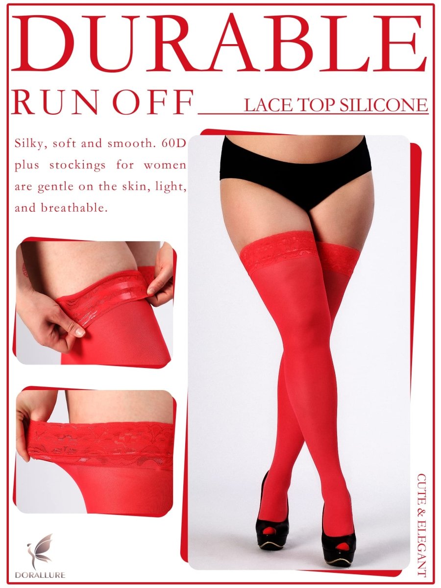 Plus Size Thigh High Stockings Silky Pantyhose