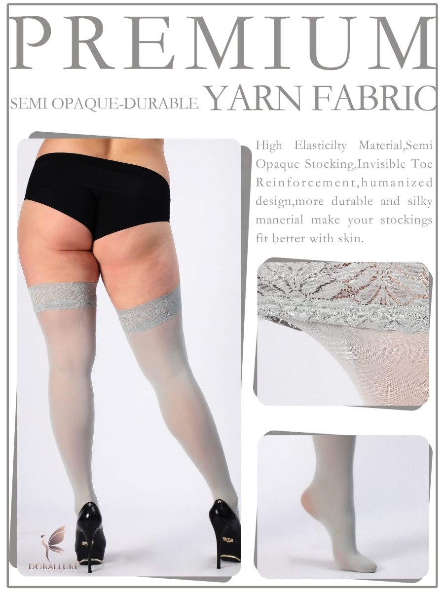 Plus Size Thigh High Stockings Silky Pantyhose