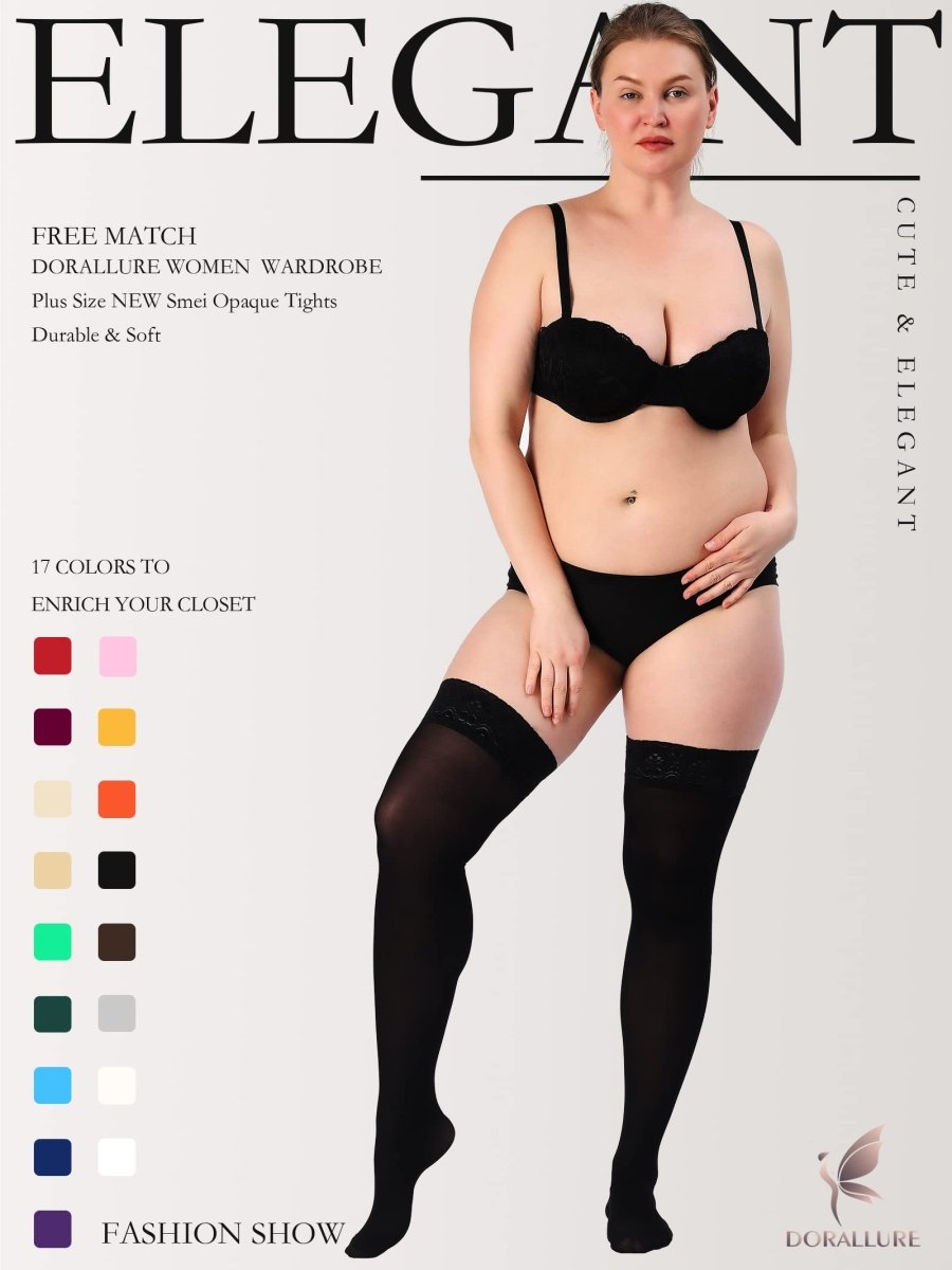 Plus Size Thigh High Stockings Silky Pantyhose